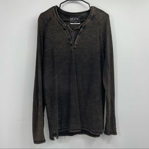 Buckle Black Long Sleeve Burnout Henley Shirt